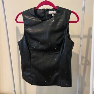 Leather tanktop with crystals